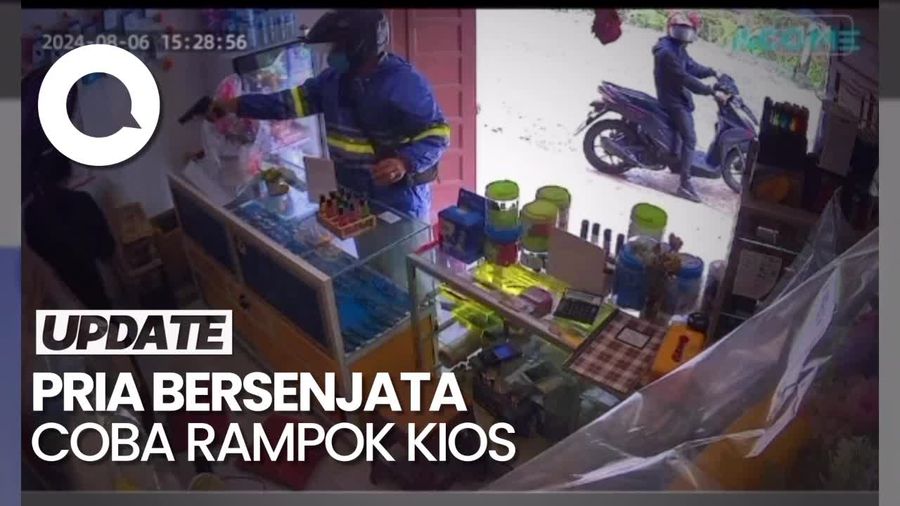 Detik-detik Pria Berpistol Coba Rampok Kios MIni ATM di Asahan