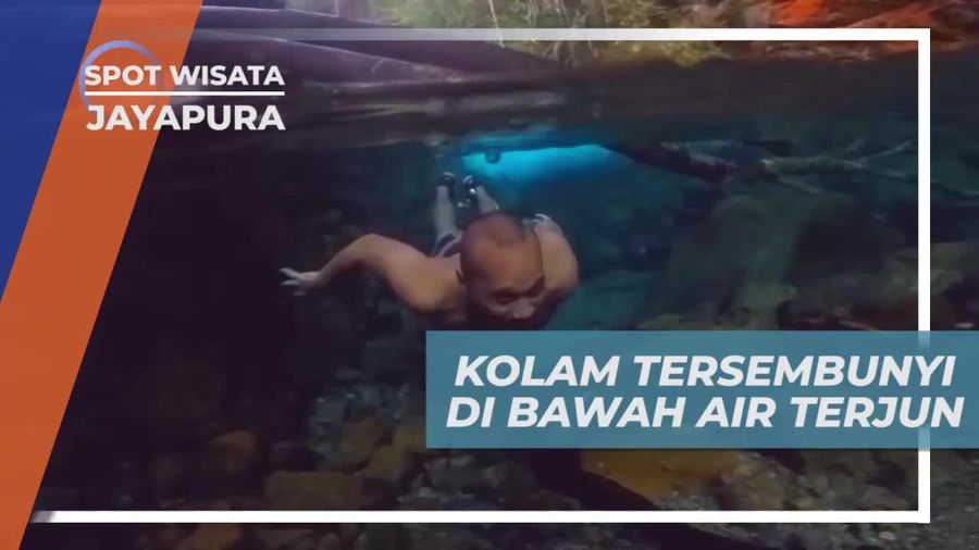 Melihat Keindahan Kolam Tersembunyi di Bawah Air Terjun Kampung Harapan Jayapura