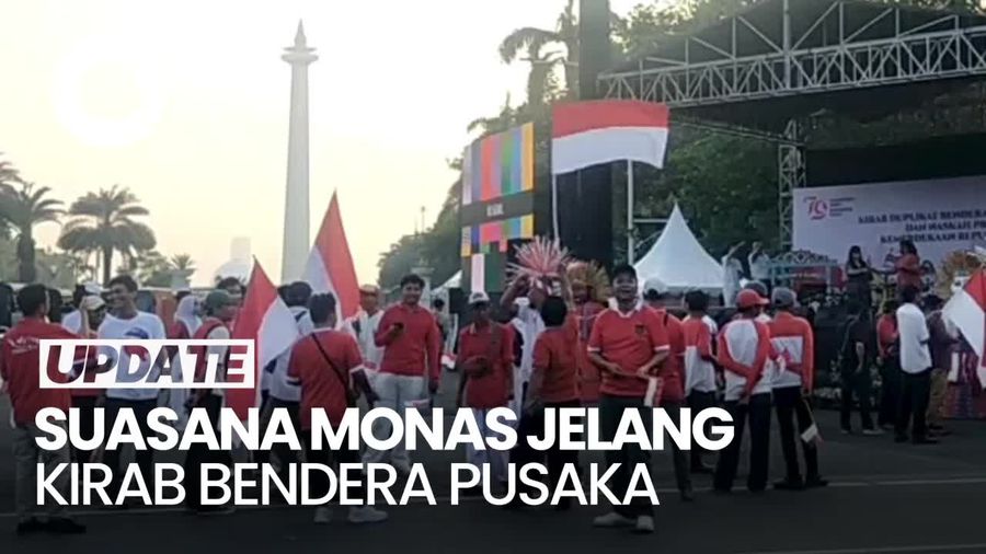 Suasana Jelang Kirab Bendera Pusaka dan Teks Proklamasi di Monas