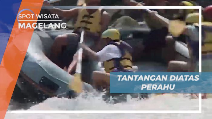 Seru-seruan Jaga Keseimbangan Berdiri di Atas Perahu Karet, Megelang