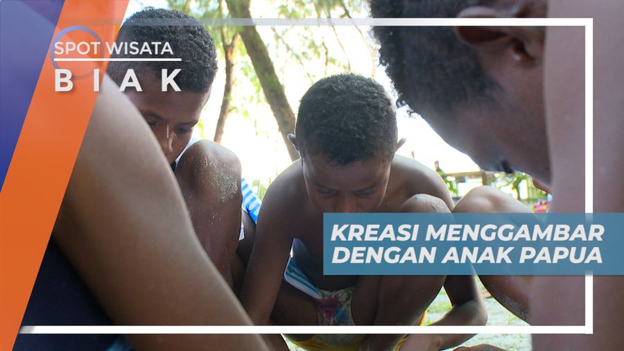 Mengasah Kreativitas, Menggambar dan Mewarnai Bareng Anak-anak Pulau Samberpasi, Biak