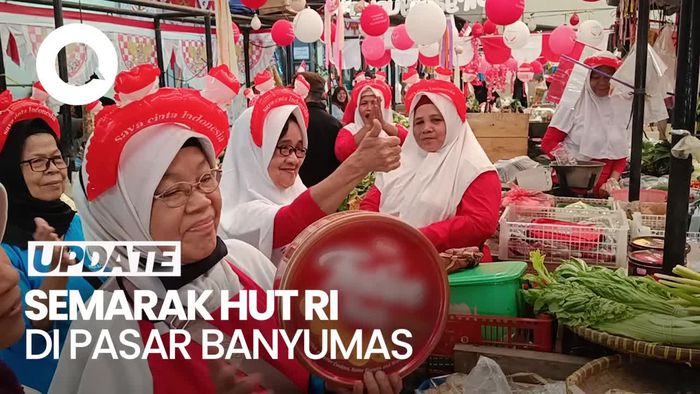 Semarak Pasar Banyumas Sambut HUT RI, Semua Serba Merah Putih