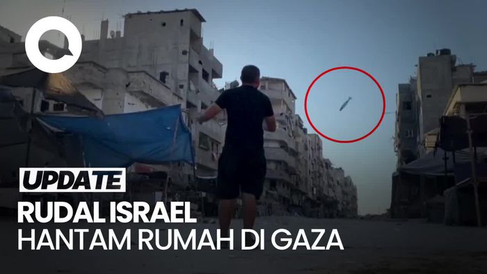 Detik-detik Rudal Israel Jatuh di Depan Seorang Warga Palestina
