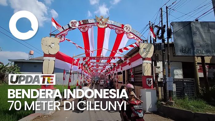 Penampakan Bendera 70 Meter di Cileunyi untuk Sambut HUT RI