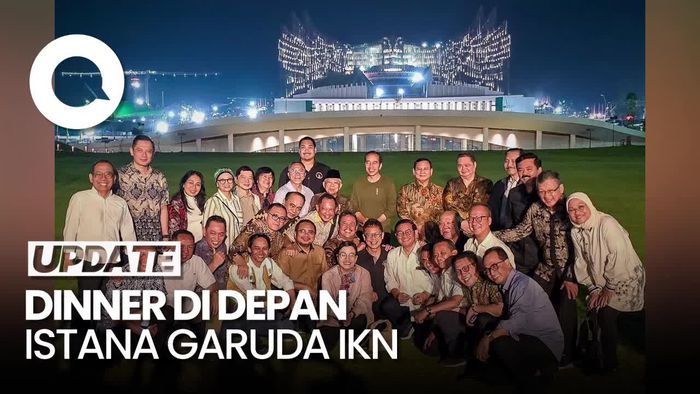 Momen Jokowi-Prabowo dan Para Menteri Dinner di Depan Istana Garuda IKN