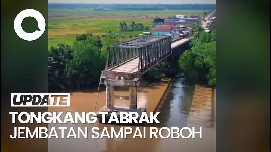 Jembatan di Sumsel Roboh Dihantam Tongkang, 5 Orang Hilang