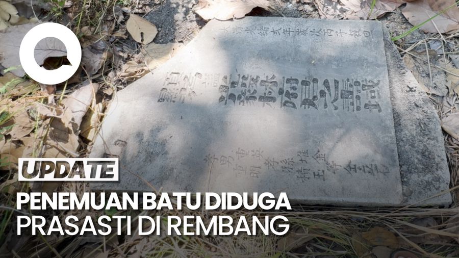 2 Batu Diduga Prasasti Aksara Cina Ditemukan di Kebun Jati Rembang