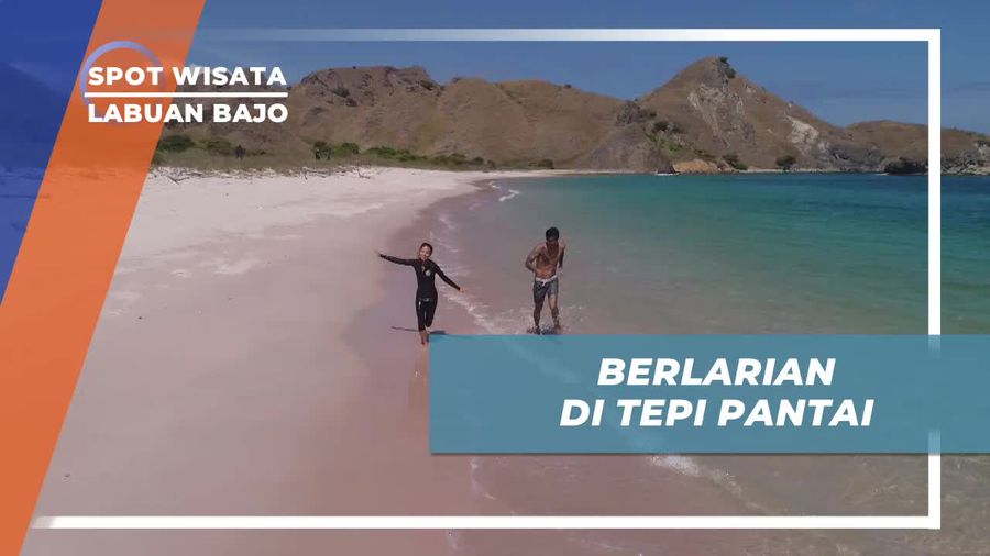 Berlarian di Tepi Pantai Pink Beach Menikmati Suasana Alam Asri Labuan Bajo