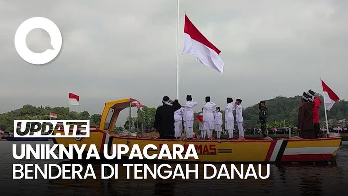 Pertama Kali Warga Upacara HUT RI di Tengah Situ Lengkong Panjalu Ciamis