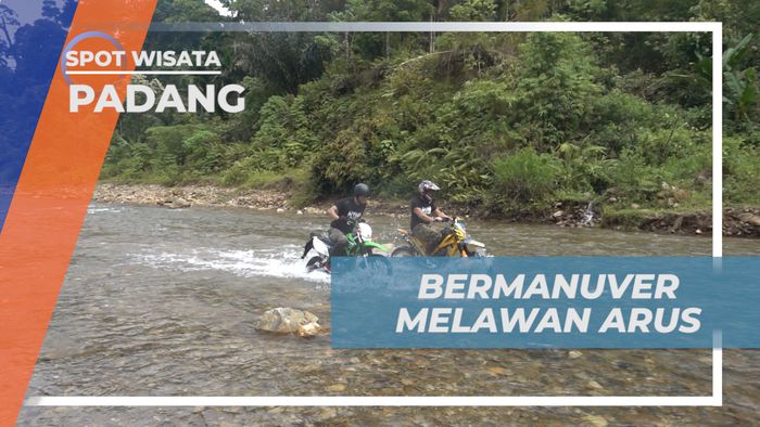 Sensasi Berpetualang Melawan Arus Sungai Naik Motor Trail, Padang
