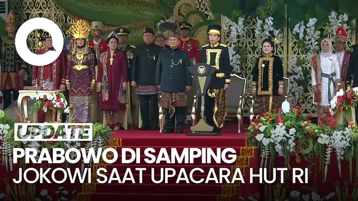 Prabowo Berdiri di Samping Jokowi Saat Upacara HUT ke-79 RI di IKN