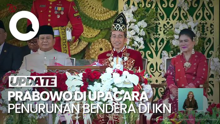 Berbaju Adat Betawi, Prabowo Hadiri Upacara Penurunan Bendera di IKN