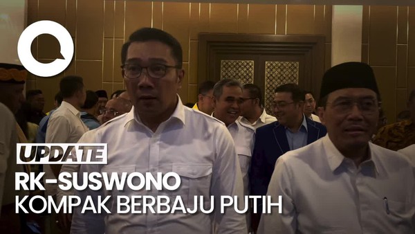 Gaya RK-Suswono Kompak Berbaju Putih Jelang Deklarasi Maju Pilgub Jakarta