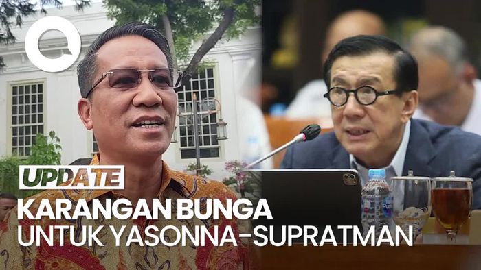 Jelang Sertijab Yasonna-Supratman, Karangan Bunga Hiasi Kantor Kemenkumham