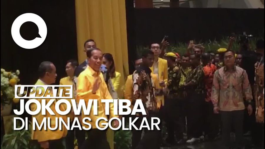 Jokowi Pakai Kemeja Kuning di Penutupan Munas Golkar
