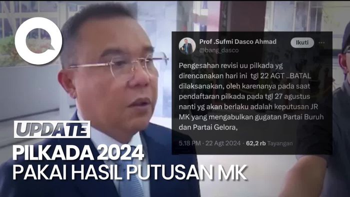 Sufmi Dasco Tegaskan Pilkada 2024 Pakai Aturan Hasil Putusan MK