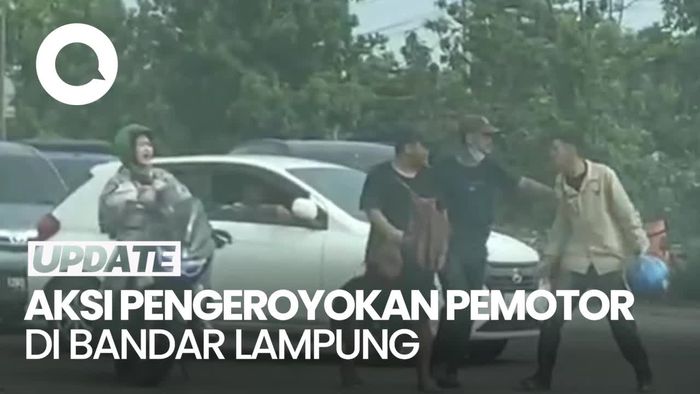 Viral Pemotor di Bandar Lampung Dikeroyok Pak Ogah di Depan Anak-Istri