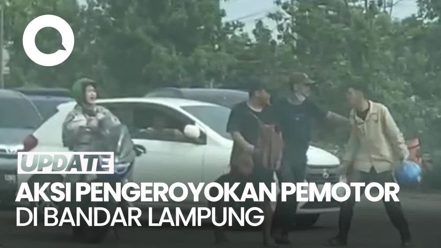 Viral Pemotor di Bandar Lampung Dikeroyok Pak Ogah di Depan Anak-Istri