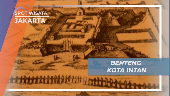 Istana Pangeran Jayakarta dan Benteng Belanda yang dipisahkan Sungai Ciliwung