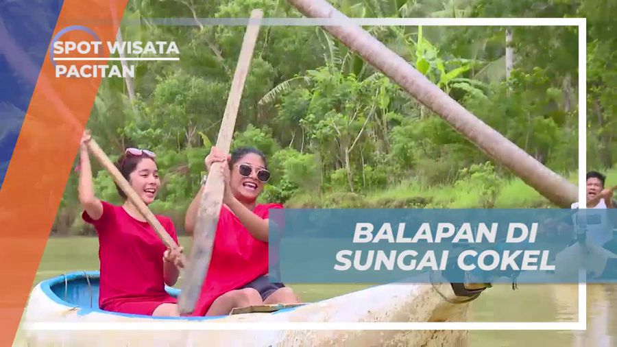 Adu Kecepatan Balap Sampan di Sungai Cokel Pacitan