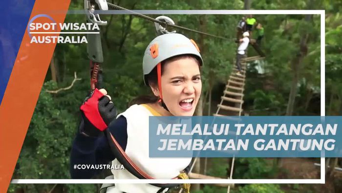Melintasi Jembatan Gantung Menantang di Treetop Challange Australia