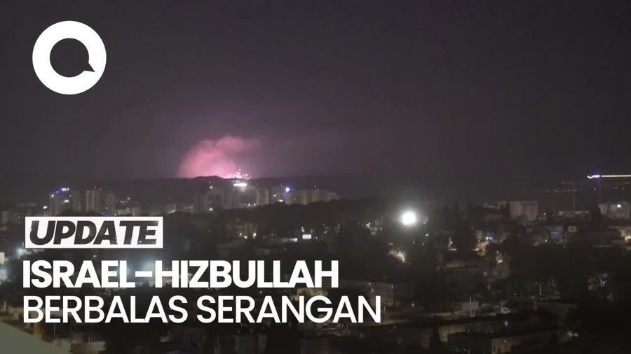 Penampakan Rudal Berterbangan di Langit Israel-Lebanon