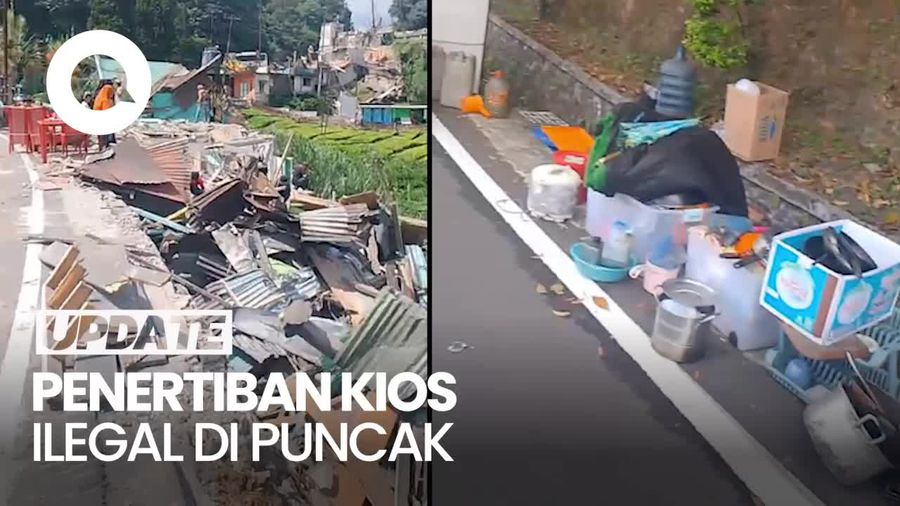 Petugas-Warga Adu Mulut saat Penertiban Kios Ilegal di Puncak Bogor
