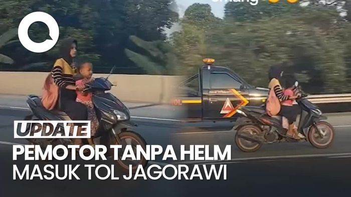 Viral Pemotor Wanita Bonceng Anak Kecil Masuk Tol Jagorawi