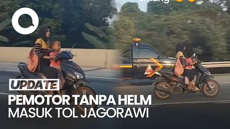Viral Pemotor Wanita Bonceng Anak Kecil Masuk Tol Jagorawi