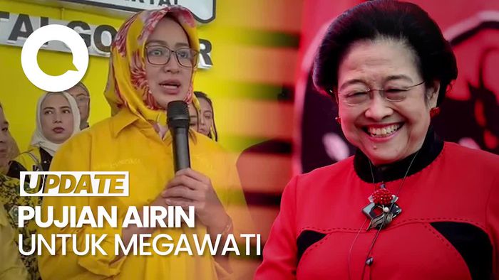 Puja-puji Airin untuk Megawati di Markas Beringin