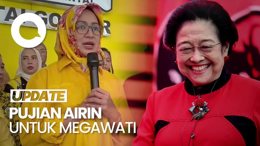 Puja-puji Airin untuk Megawati di Markas Beringin