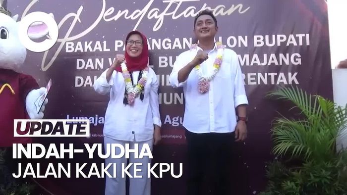 Diiringi Ribuan Pendukung, Indah-Yudha Daftar ke KPU Lumajang