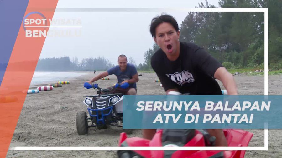 Seru-seruan Adu Kecepatan Balap ATV di Pantai Cemara Bengkulu