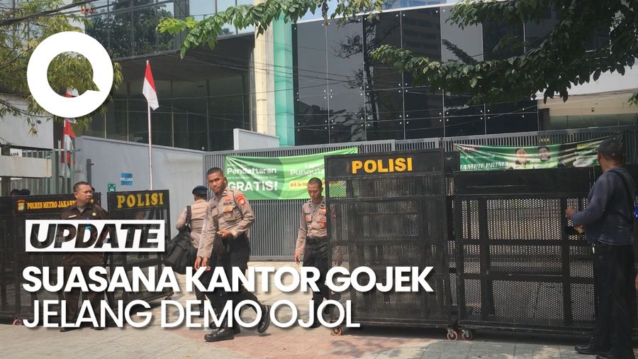 Suasana di Depan Kantor Gojek Jelang Aksi Demo Ojol Hari Ini