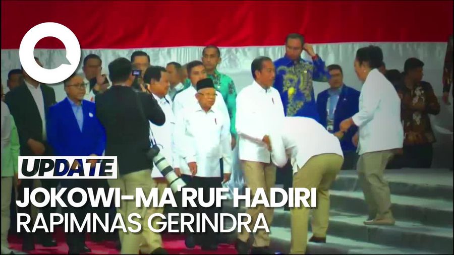 Penampakan Jokowi-Maruf dan Ketum Parpol KIM Plus Hadiri Rapimnas Gerindra