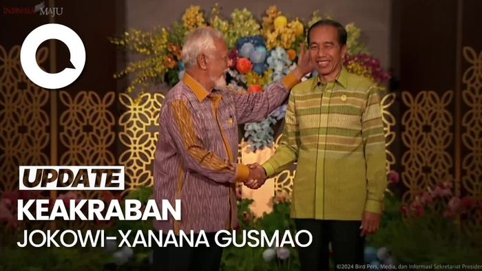 Momen Akrab PM Timor Leste Pegang Kepala Jokowi Jelang Gala Dinner IAF 