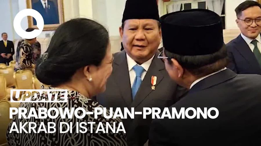 Momen Akrab Prabowo-Puan-Pramono Asyik Ngobrol & Tertawa di Istana Negara