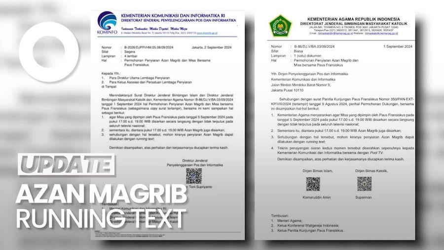 Disurati Kemenag, Kominfo Imbau Azan Magrib Diganti Running Text saat Misa Paus