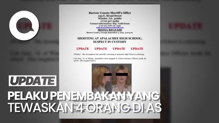 Ini Wajah Pelaku Penembakan di Sekolah Georgia yang Masih 14 Tahun