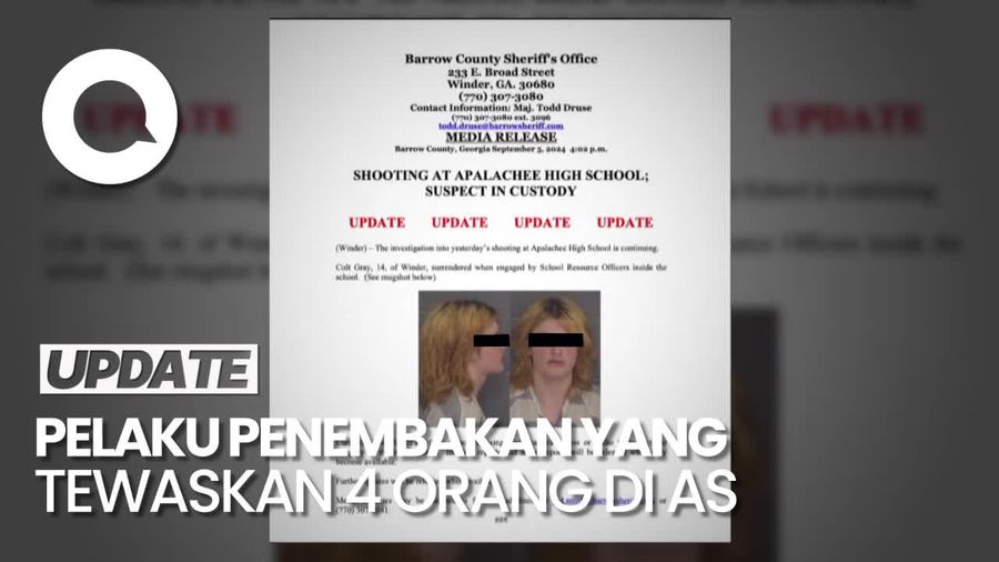 Ini Wajah Pelaku Penembakan di Sekolah Georgia yang Masih 14 Tahun