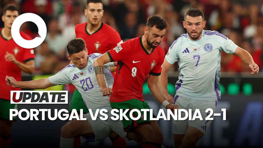 Gol Ronaldo-Fernandes Bikin Portugal Taklukkan Skotlandia 2-1