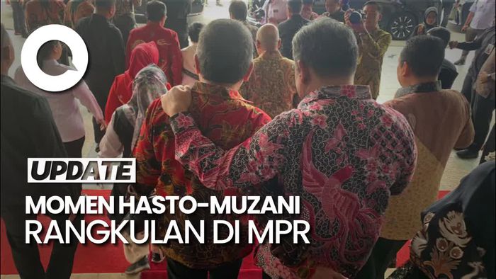 Momen Hasto dan Muzani Rangkulan Sambil Bisik-bisik Hal Khusus di MPR