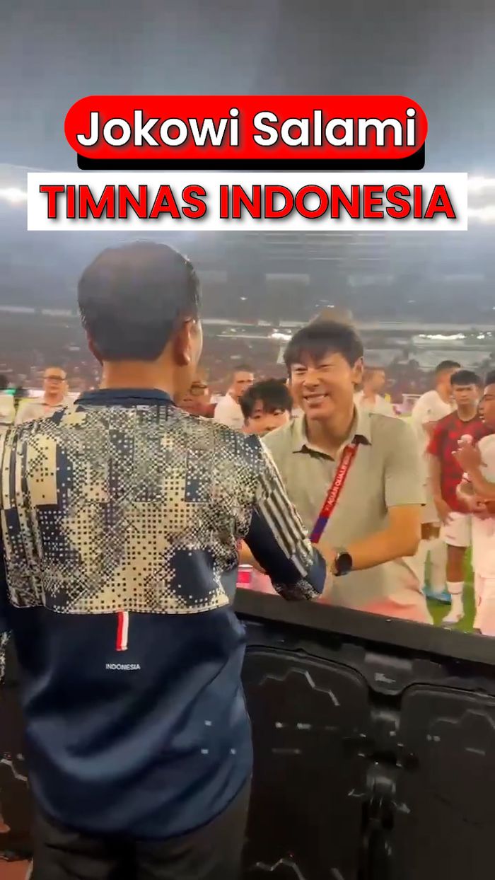 Momen Jokowi Salami Shin Tae-yong dan Skuad Garuda di GBK