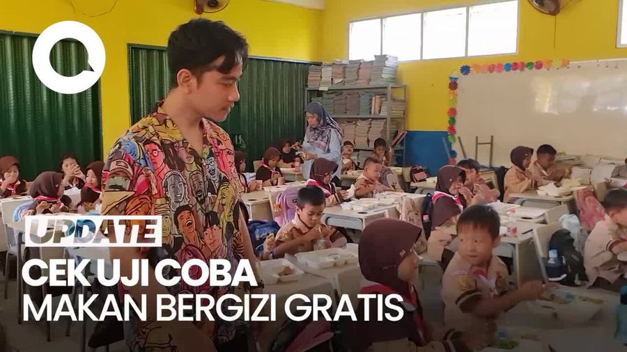 Gibran  Cek Uji Coba Makan Bergizi Gratis di SD Hambalang Bogor