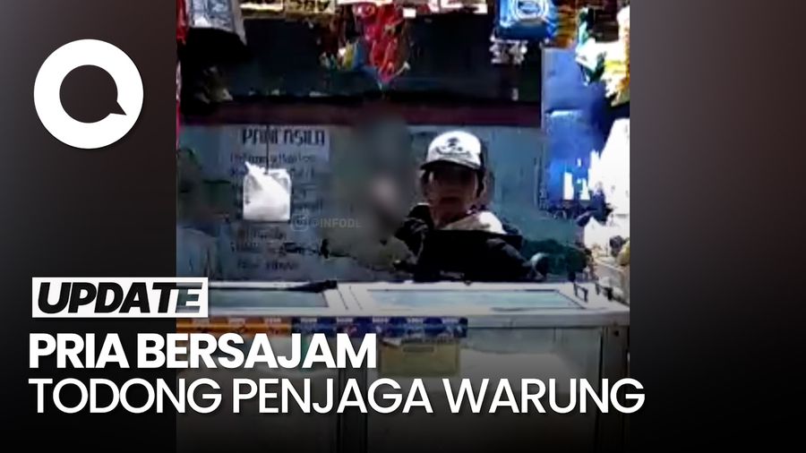 Ngeri! Momen 2 Pria Bersajam Todong Penjaga Warung di Depok