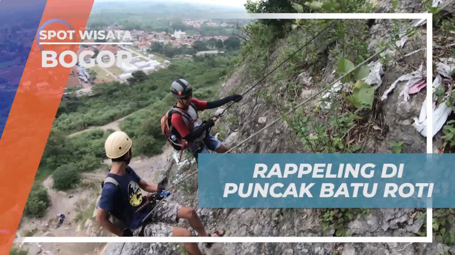 Serunya Rappeling di Puncak Bukit Batu Roti, Bogor