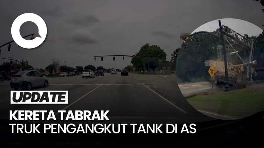 Detik-detik Truk Pengangkut Tank Tertabrak Kereta di AS