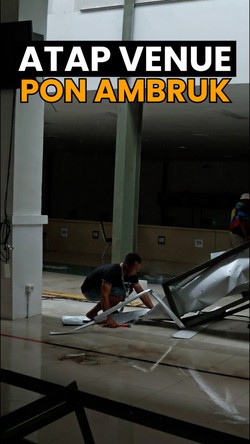 Detik-detik Atap Venue Menembak PON Ambrol saat Hujan Deras