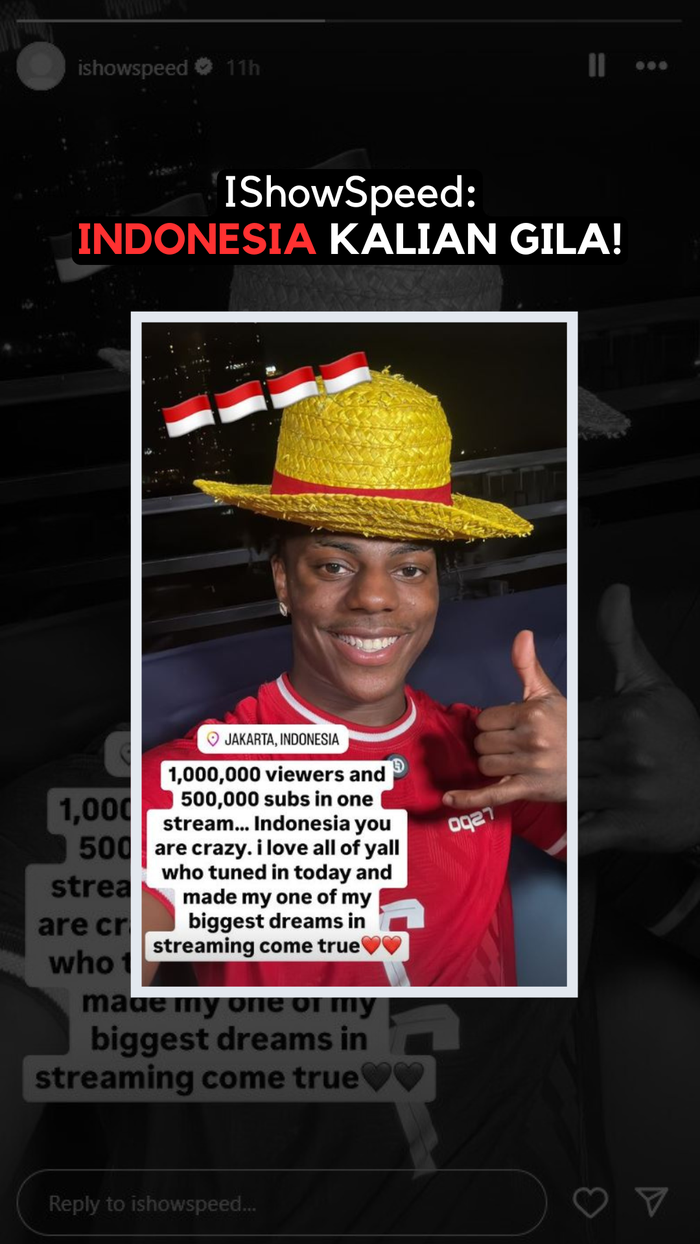 Live di Indonesia Tembus Sejuta Viewers, IShowSpeed: Kalian Gila!