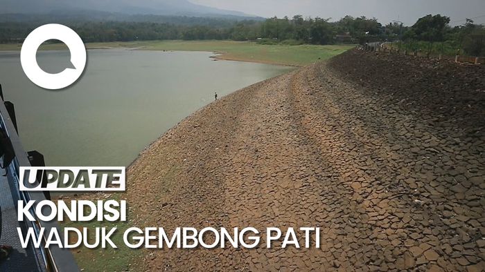 Penampakan Debit Air Waduk Gembong Pati Menyusut Imbas Kemarau